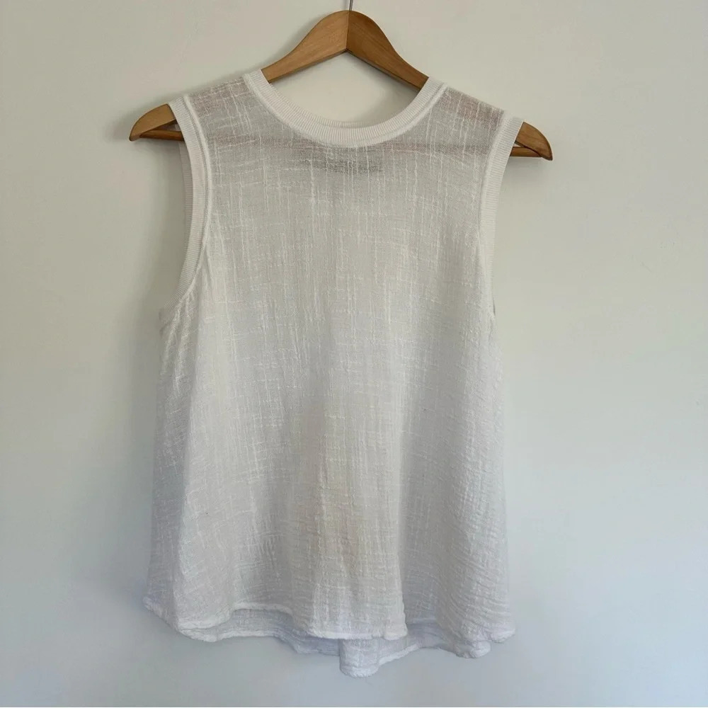 Enzo Costa 100% cotton Gauze Sleeveless Trapeze Tank Size: Small (1)